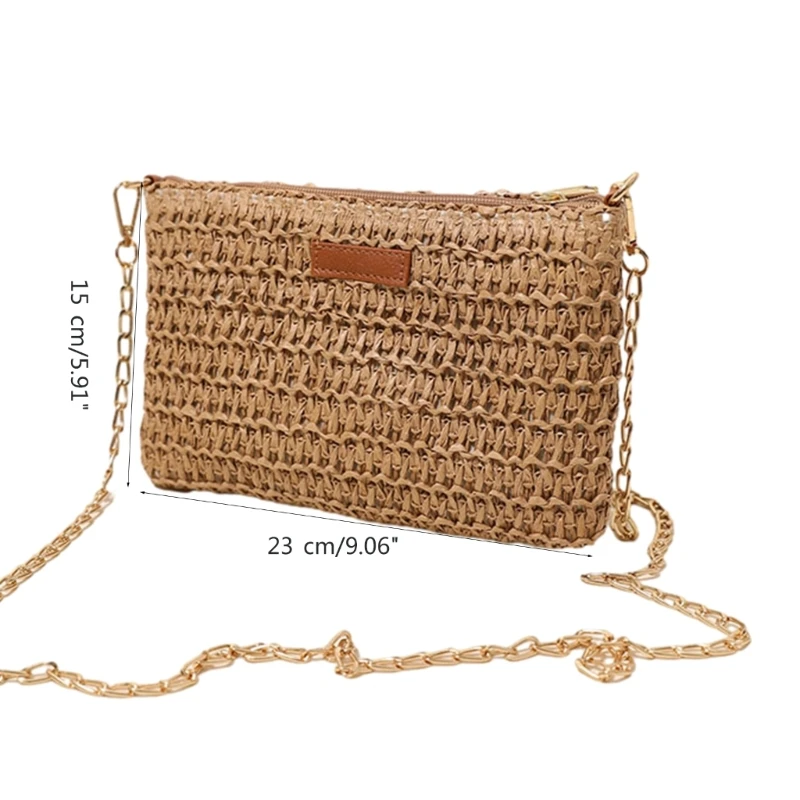 Woven Shoulder Bag Large Capacity Handbag for Girl Women Square Bag Beach Bag