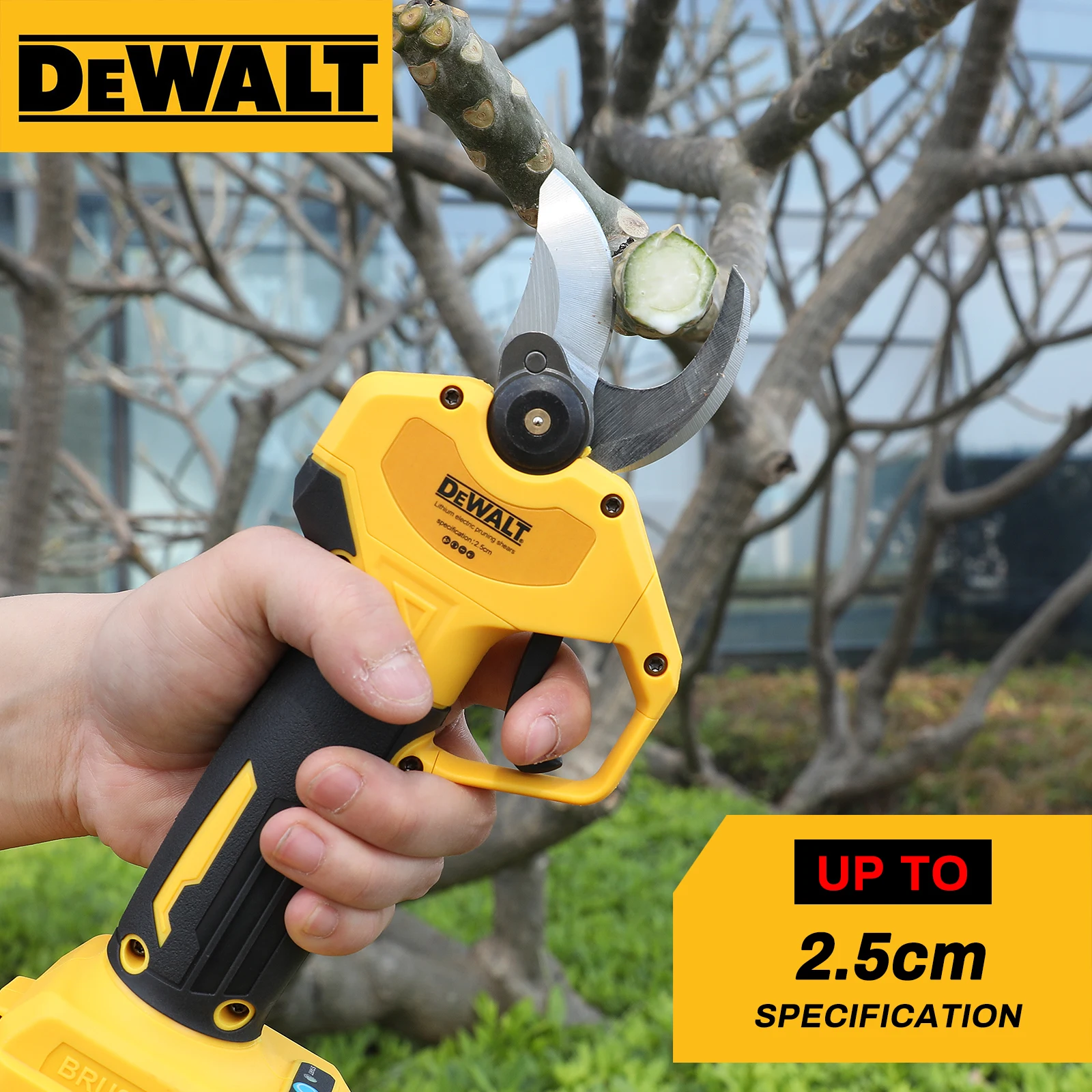 

DEWALT 20V Cordless Electric Pruning Shears, 4-Gear Speed Cutting Diameter,Garden Tree Branch Trimming Power Tool