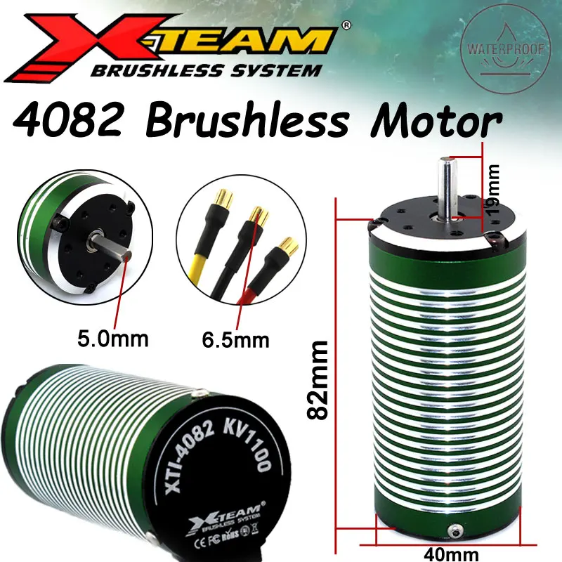 

X-Team Waterproof 4082 1250KV/1450KV/1600KV/2000KV/2200KV Brushless Motor for 1/5 RC Car On-road Buggy Monster 900-1500mm Boat