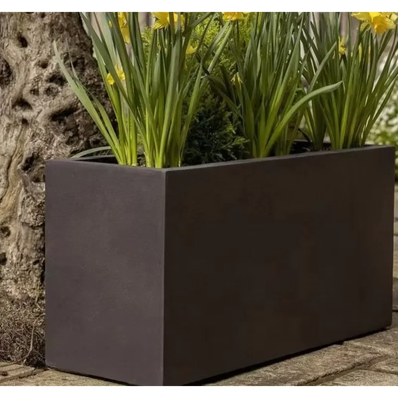for Fiberglass Flower Pots Large Outdoor Balcony Rectangular Planters Shopping Mall Set Flower Boxes