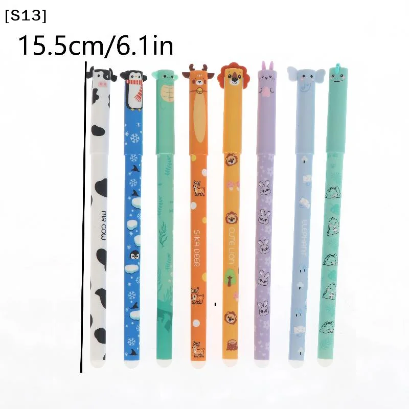 8Pcs Cartoon Animal Erasable Gel Pens 0.5mm Colorful Ink Ballpoint Pens Smooth Writing For Office School Stationery Supplies[Q] view 6