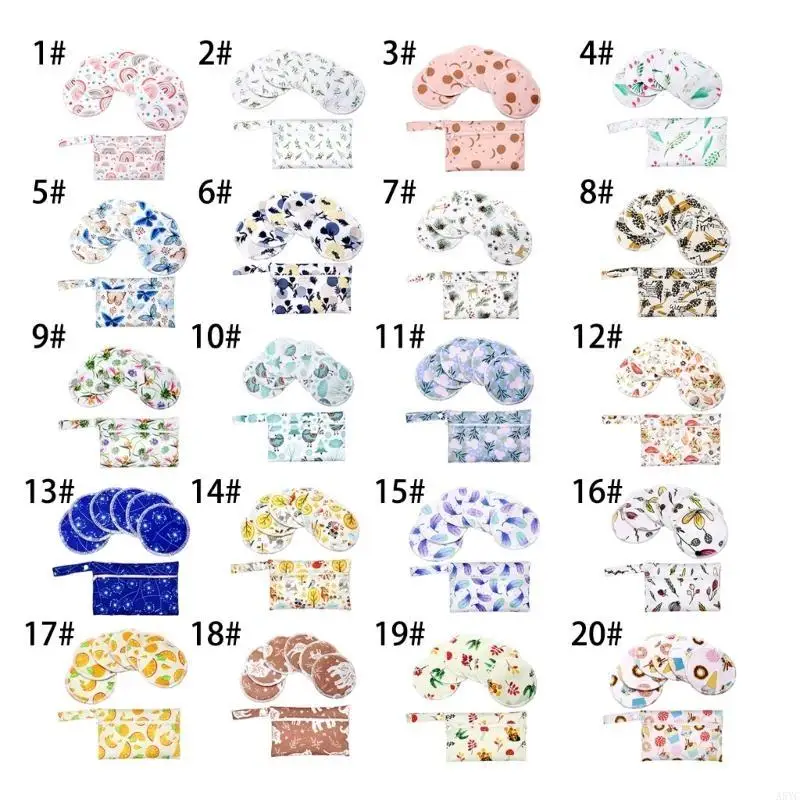 

A5YC Reusable Bamboo Nursing Pads Set Soft and Breathable Breastfeeding Accessories woth Portable Diaper Case Nappy Bag