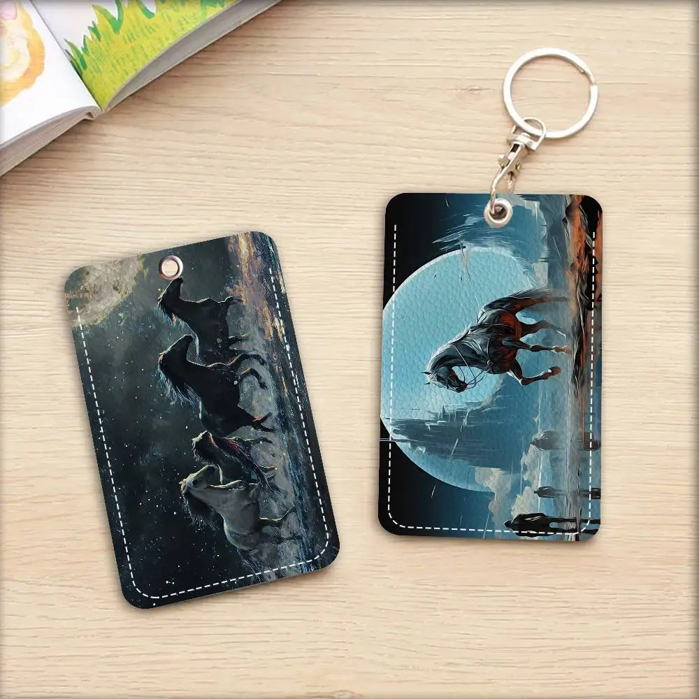 شعبية بسيطة الحيوانات الحصان الحظ مكتب التموين الرجال والنساء بطاقة الائتمان Keyrings بطاقة الطالب حامل بطاقة الهوية بطاقة الاعتماد #5