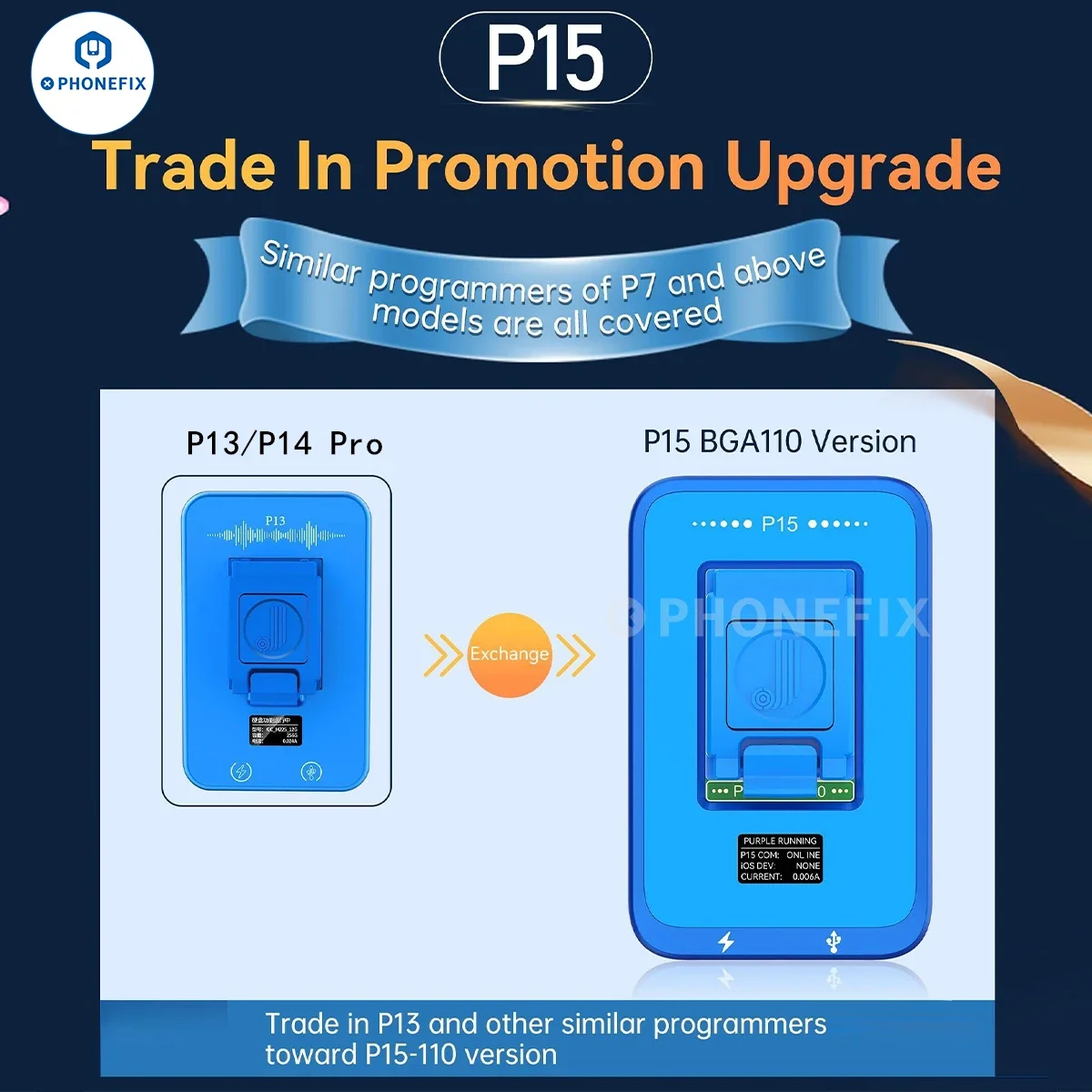 

JCID P15 BGA110 Trade In Promotion Upgrade For JC P13/P14 Pro P11/P7/P7 PRO/P7S/P8 Pro 1000S Programmer Need Provide Old Host SN