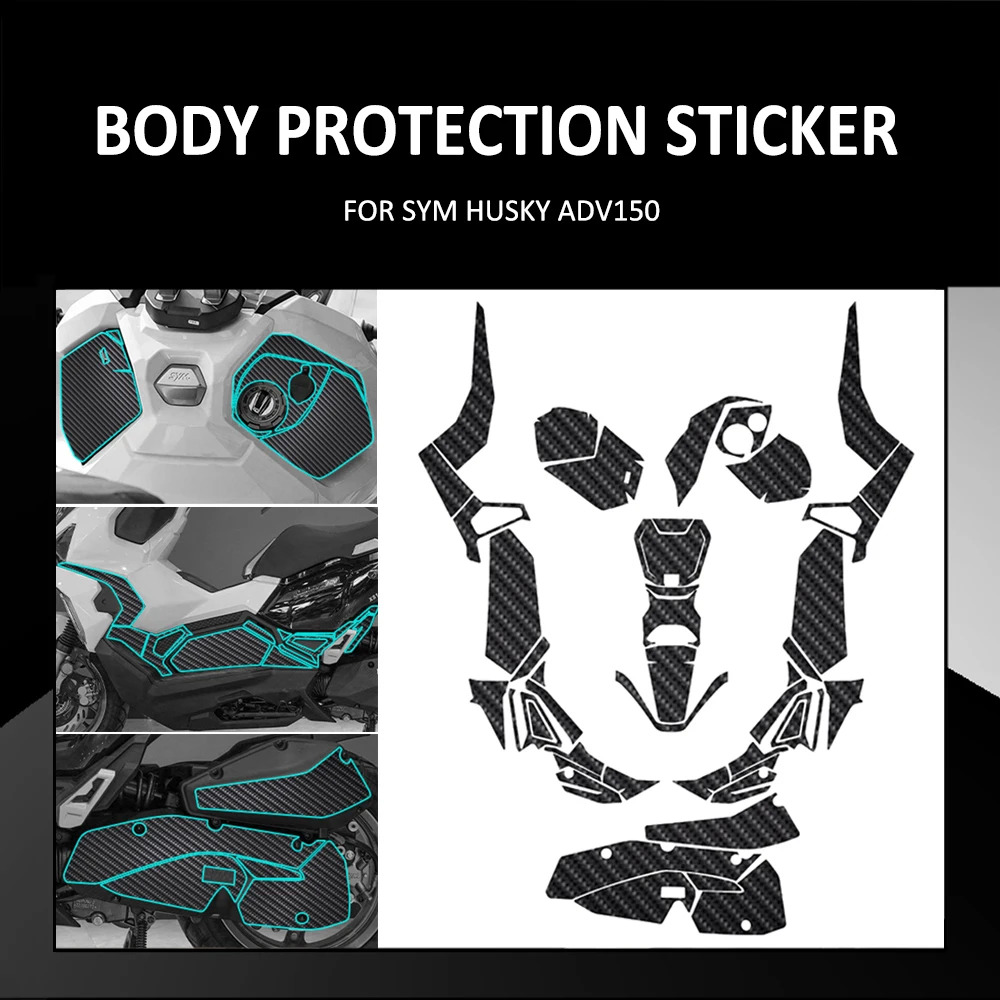 

Motorcycle Body Anti Scratch Rubber Carbon Fiber Pattern Decorative Decal Protective Sticker Pad FOR SYM HUSKY ADV150 ADV 150