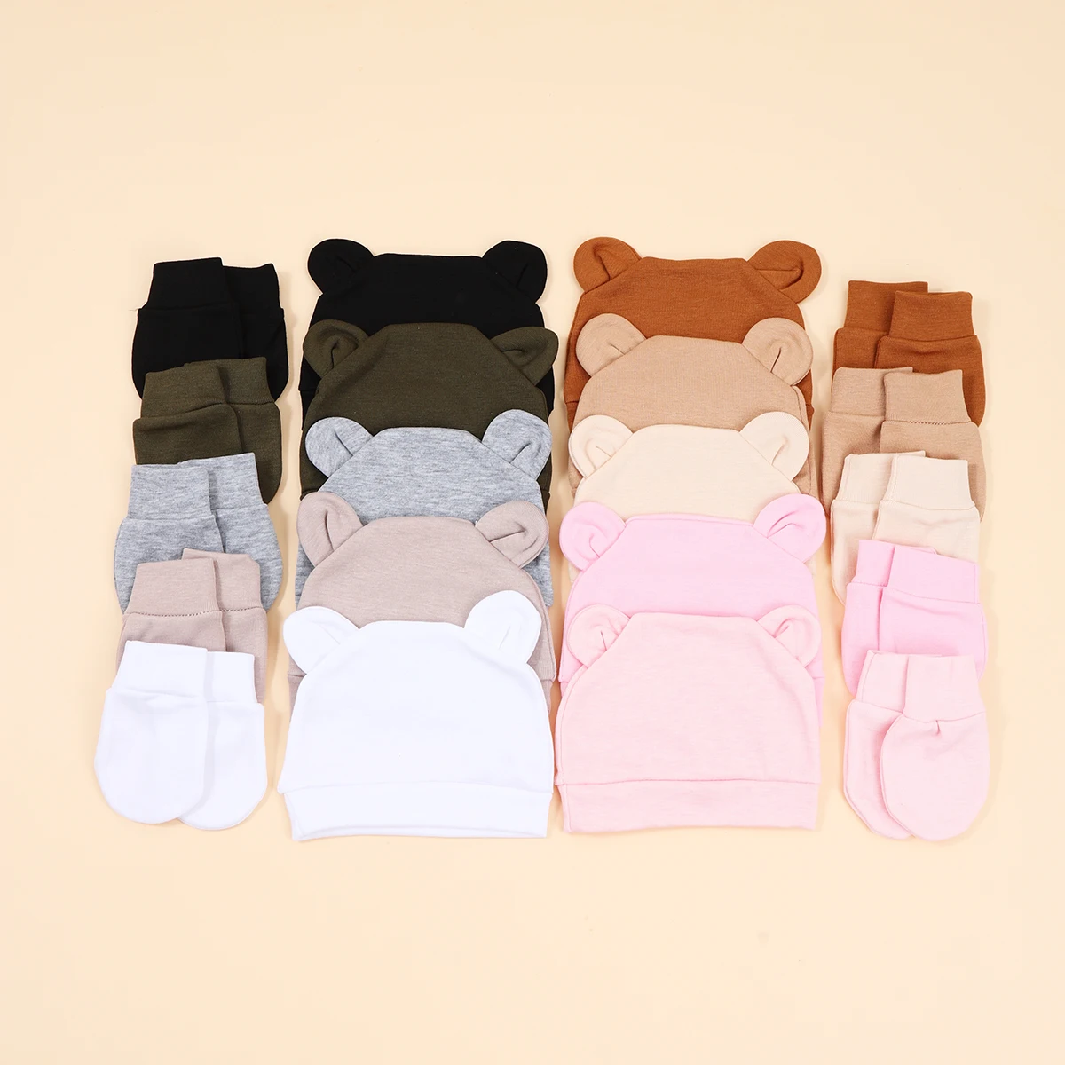 طفلة قبعة قفازات مجموعة القطن قبعة الوليد للفتيات اكسسوارات الطفل قبعة طفل رضيع بونيه القبعات هدية المولود الجديد