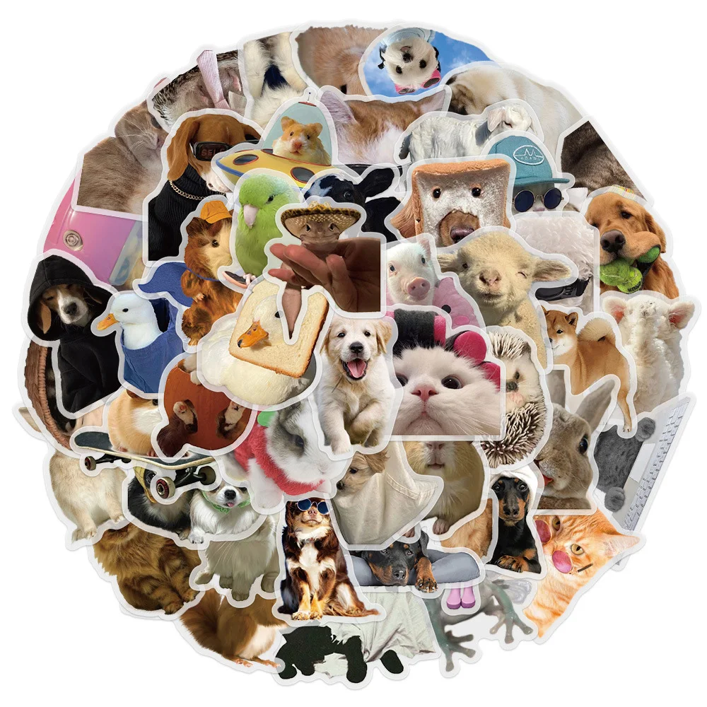 

10/30/50pcs Kawaii Animal Cartoon Stickers Funny Cats Dogs MEME Decals Toys DIY Laptop Phone Case Stationery Cute Sticker Packs