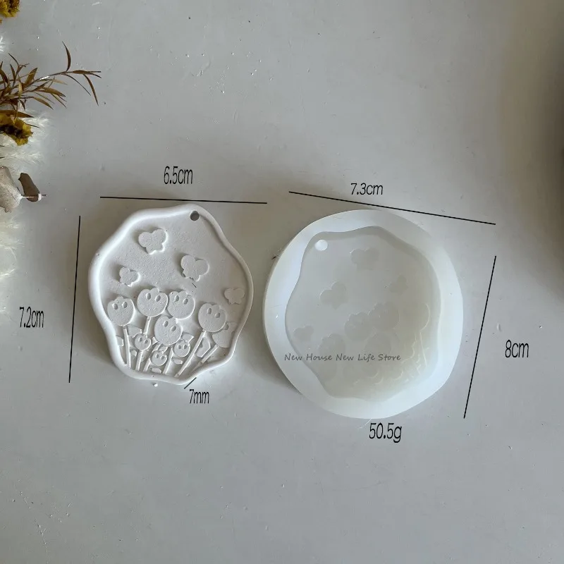 Flower Butterfly Silicone Mold DIY Pendant Aromatherapy Gypsum Resin Mould Car Gypsum Plaster Tagging Mold Wax Tablets Molds