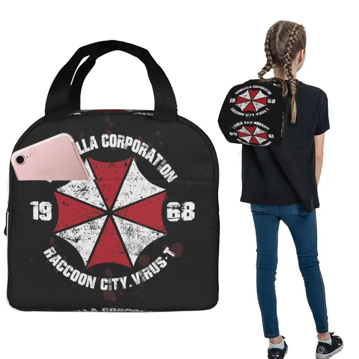 Movie Game Corporation Umbrellas Insulated Lunch Bag for Women Kids Portable Food Boxes Thermal Lunch Box Tote