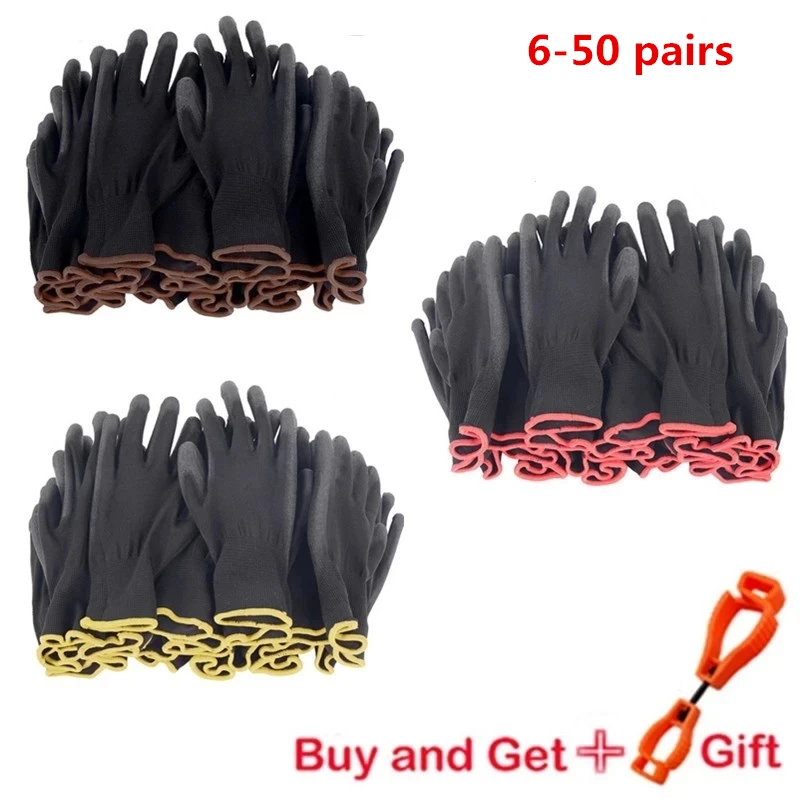 Guantes de trabajo nitrilo PU palma construcción mantenimiento
