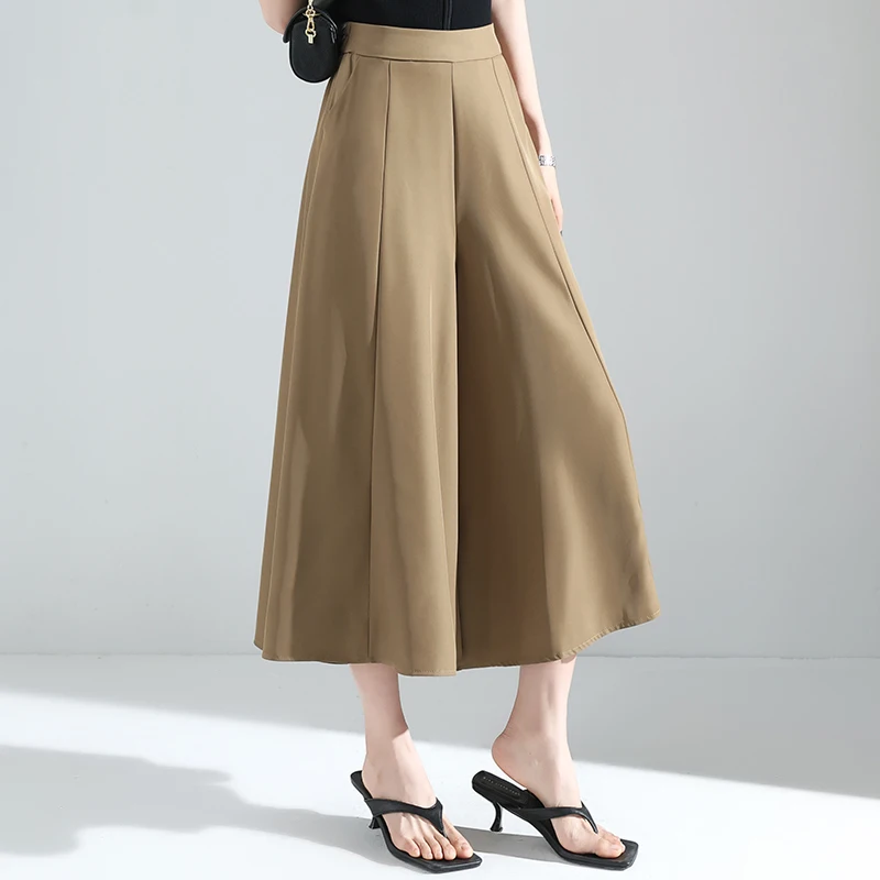 

Semir повседневные брюки с эластичной резинкой на талии для женщин, ленивые и шикарные летние 2021, новые широкие укороченные брюки, подходят для повседневных прогулок M-5X