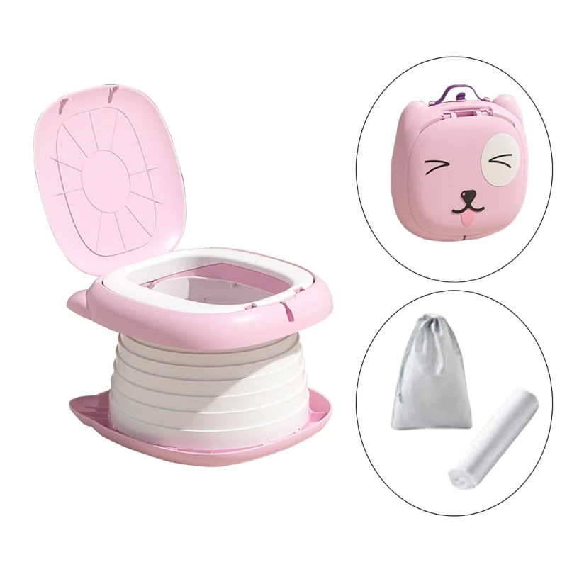 Toilet Lipat Anak Portabel Kartun Toilet Anak Ringan & Kompak Potty Perjalanan Bayi Mudah Dibawa Potty Anak