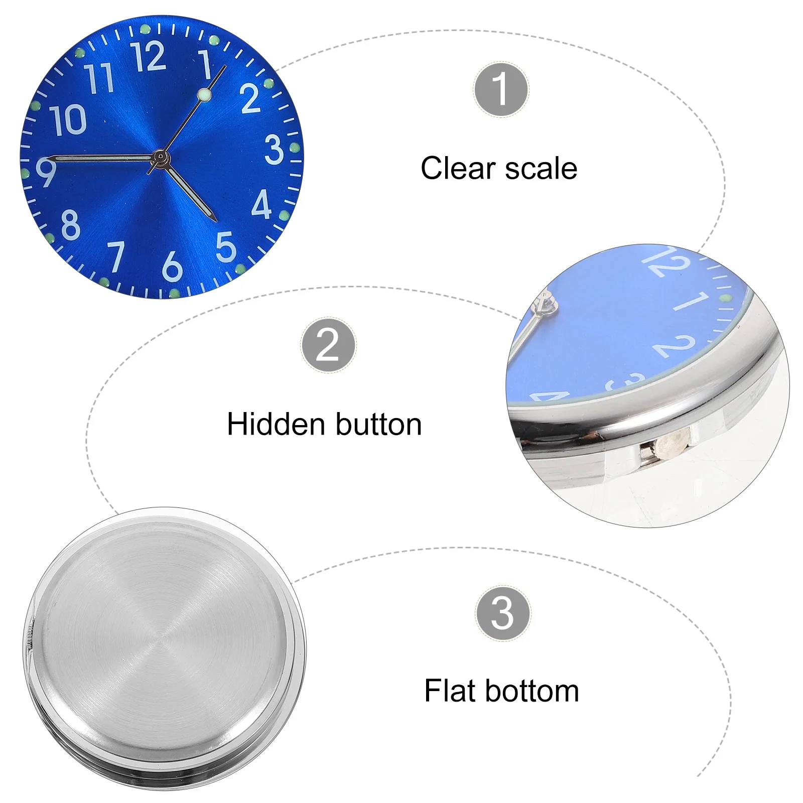 

Car Clock Dashboard Adhesive Quartz Clock For Vehicle Luminous Digital Display Durable Practical Automotive Interior Accessory