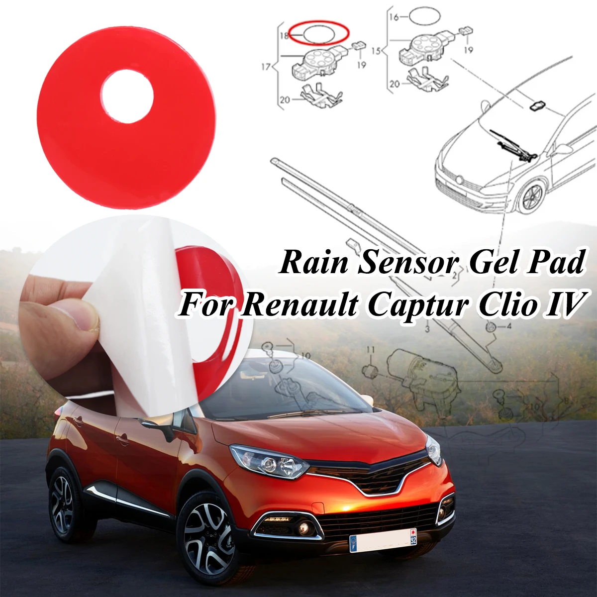 

Rain Light Sensor Gel Silicone Pad ForRenault Captur Clio IV Espace Fluence Laguna Mégane Scénic Film Silicone Windscreen Chip