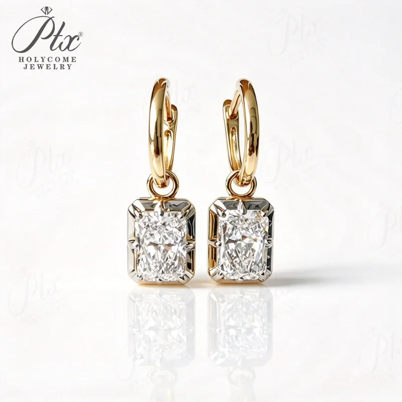 Pendant Earring 2ct Radiant Cut Lab Grown Diamond DEF VS 14K Gold for Women Premium Fine Gifts Charms Classical Holycome Jewelry