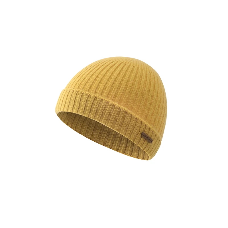 Autumn and Winter New 100% Pure Cashmere Men's Knitted Hat Solid Color Warm and Cold-Proof Fashionable Versatile Watermelon Hat