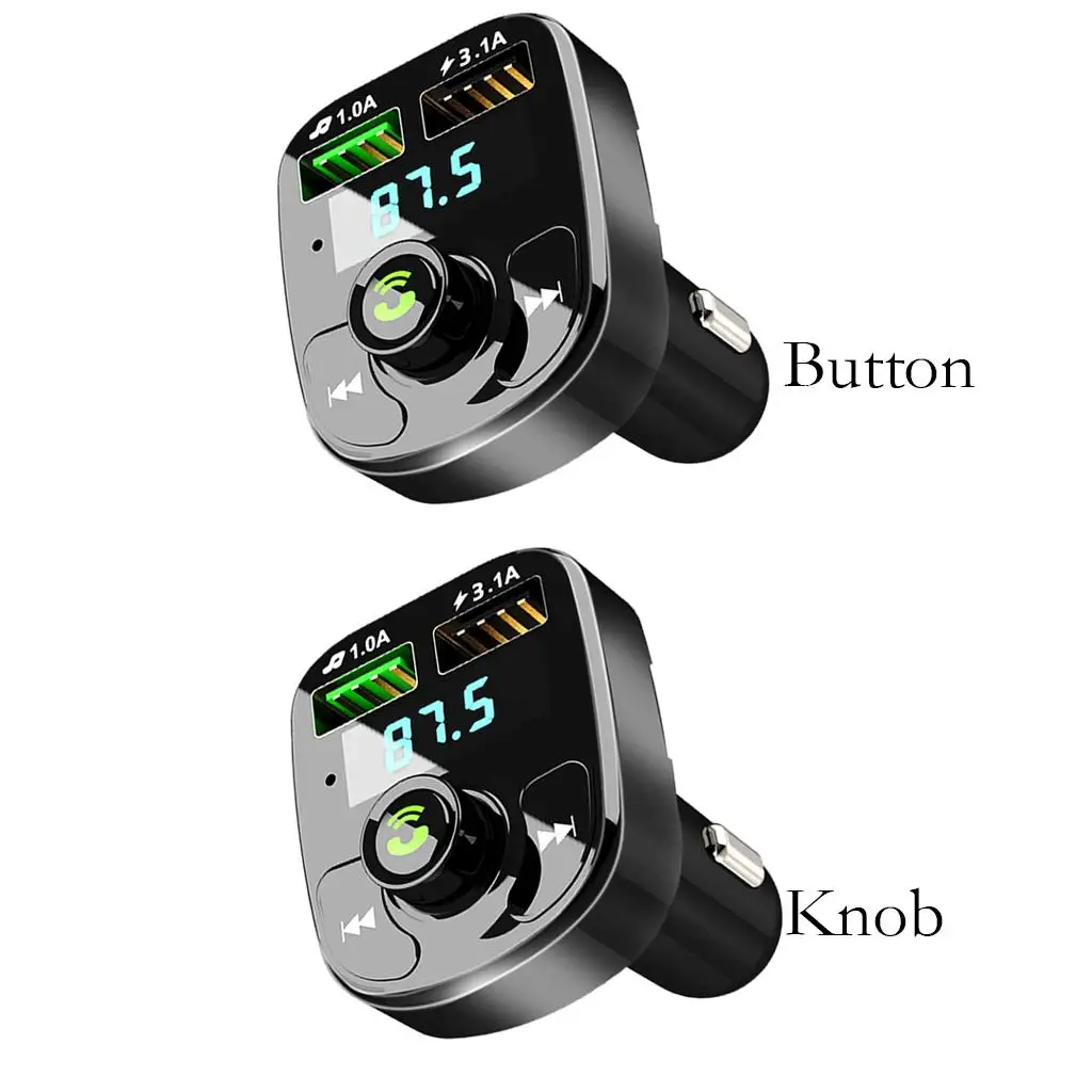 Car Bluetooth FM Transmitter Hands-Free Calling 2 USB Ports 5.0 Audio Adapter