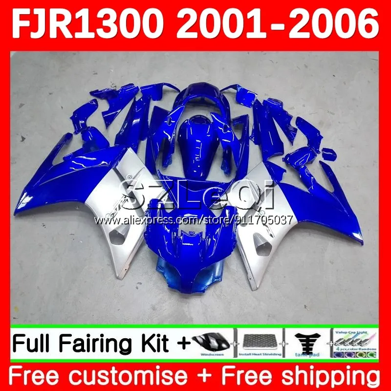 Body For YAMAHA FJR-1300 FJR 1300 A FJR1300 Blue silvery 01 02 03 05 06 146No.1 FJR1300A 2001 2002 2003 2004 2005 2006 Fairing