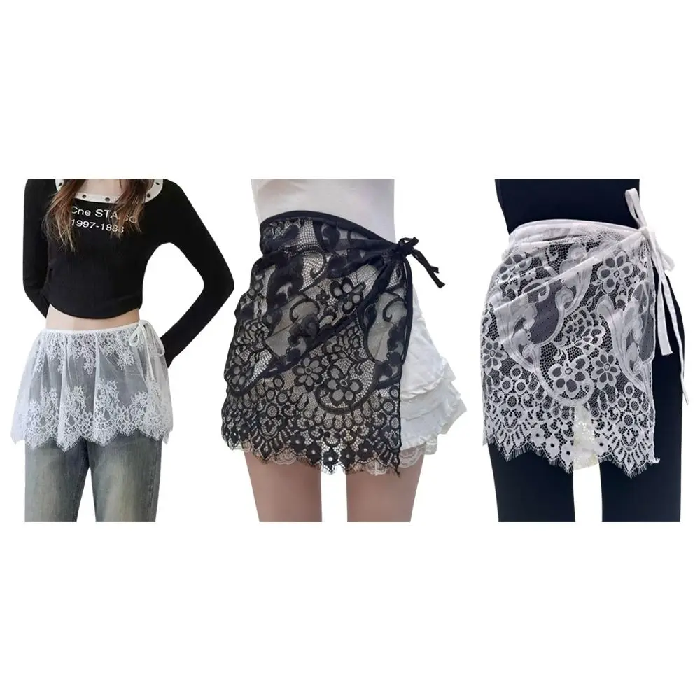 Transparente Spitze ​ ​   Minirock aus Spitze ​ ​ ​ ​ Verstellbare Krawatten ​ ​   Durchsichtiger Rock ​ ​ ​ ​ Halbrock aus Spitze ​ ​ ​ ​ Leichter, sexy Vertuschung ​ ​