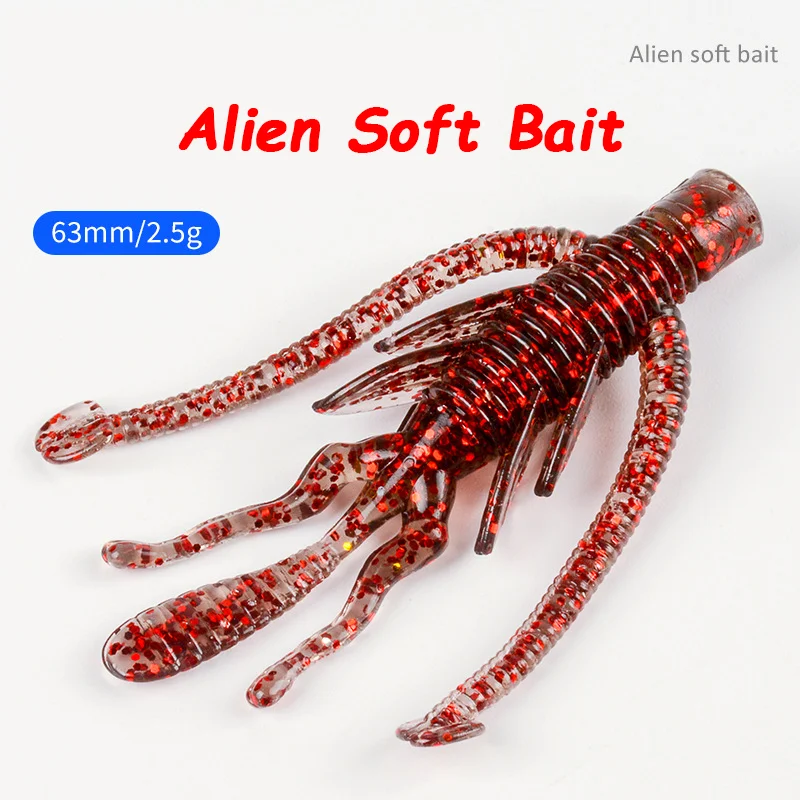 10Pcs Alien Soft Lure 63mm 2.5g Floating Silicone Shrimp Soft Bait Texas Ned Rig Jig Wobblers Floating Crayfish For Bass Fishing