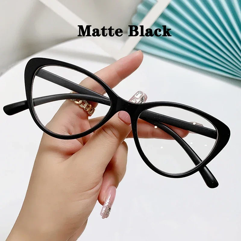 New Fashion Unisex Cat Eye Plain Glasses for Women Pc Frame Glasses for Party Eyeglasses Female Decorative Spectacles Óculos