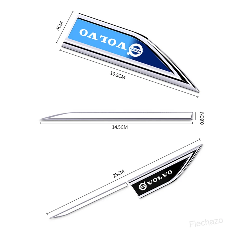 2 قطعة سبيكة معدنية جسم السيارة الجانب الجناح الحاجز أعواد تزيين لفولفو C30 S80 V70 XC60 V60 V40 S60 XC90 XC40 FH500 V50 FH16