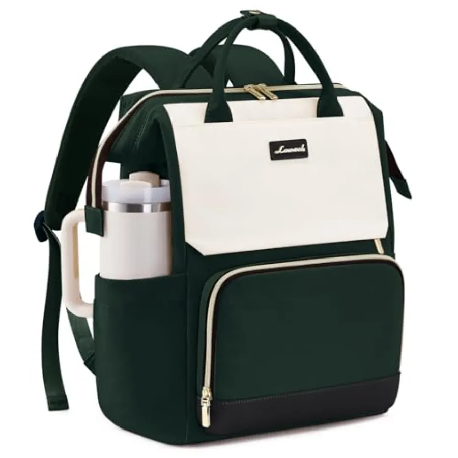 

Laptop Backpack for Women with Giant Tumbler Holder Pocket, Travel Work Bag Purse for Nurse Teacher, Waterproof Casual Daypack