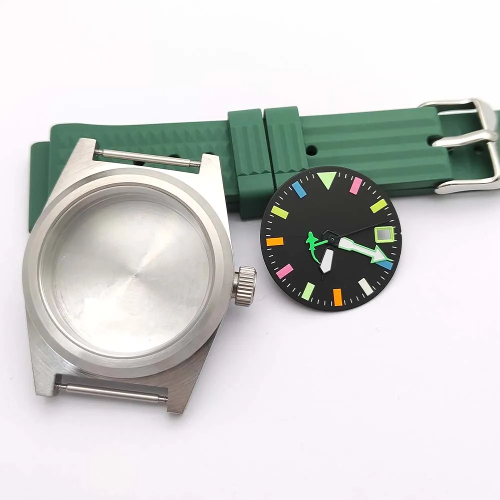 Men's NH35 Watch Accessories 316L Waterproof Case Sterile Dial Rubber Strap Men's Watch Accessories 38mm Case