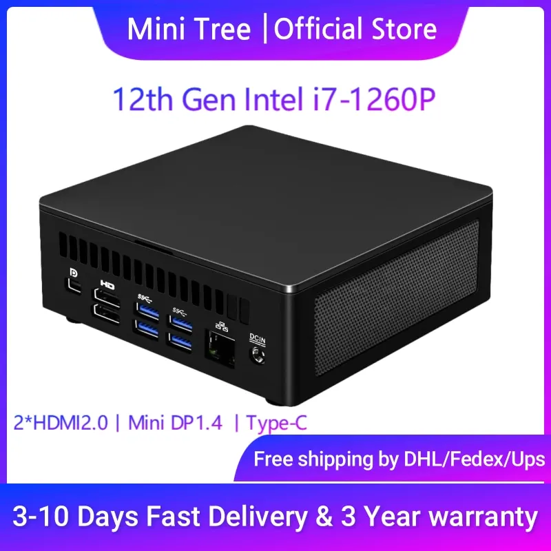 Win11 Gaming Mini PC i7 1260P Thunderbolt 4 Home Office Desktop Mini Computer Triple Displays 11Th Gen Mini PC i7 1165G7 RJ45