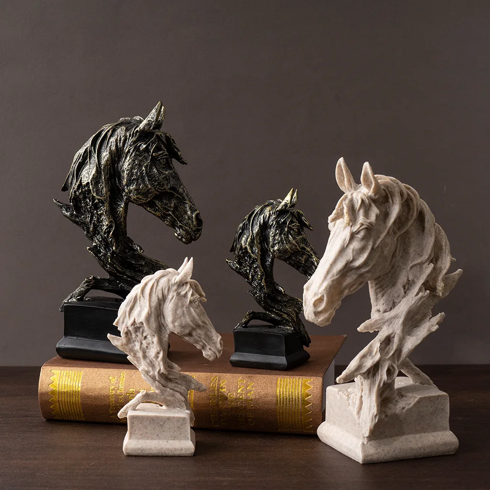 

Vintage Horse Head Statue American Retro Resin Decor Living Room Entryway Bar Western Tabletop Sculpture Farmhouse Home Accent