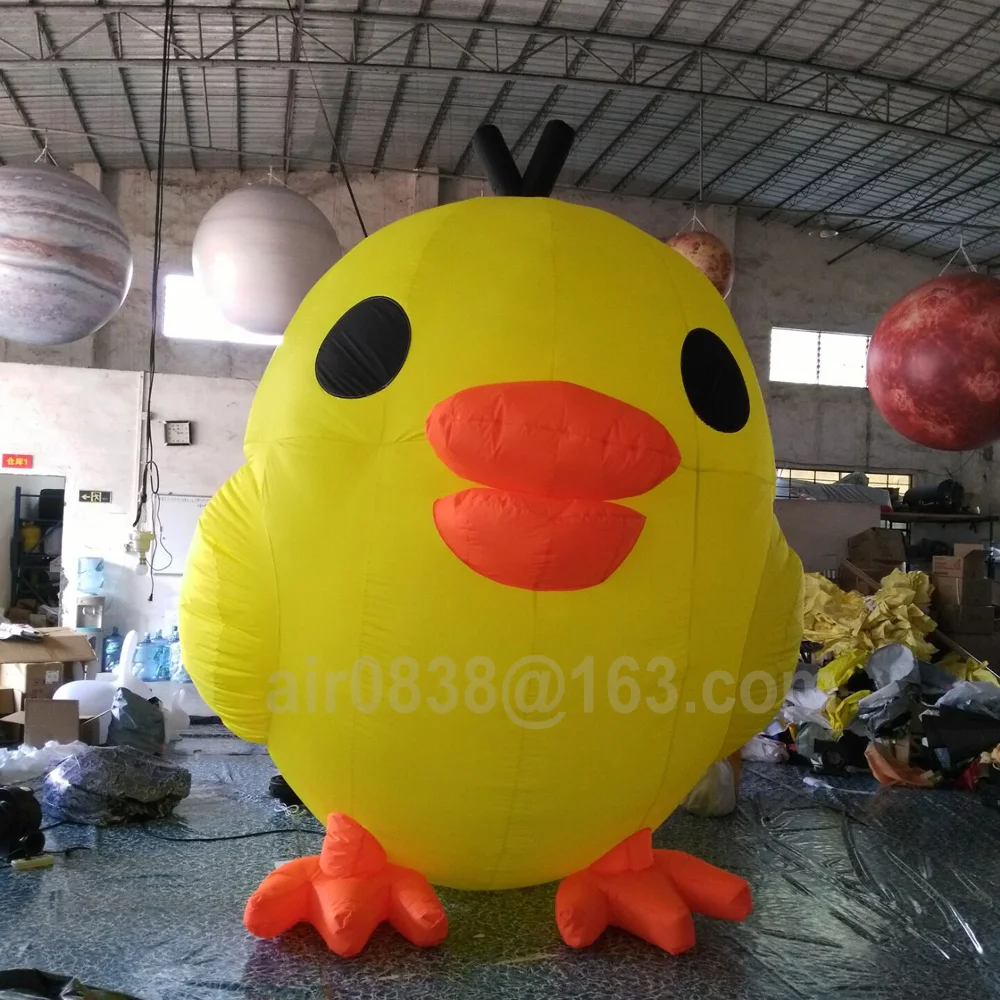 Customized White Inflatable Chicken Giant Inflatable Rooster Mascot Cock Hen Model With Blower For Outdoor Advertising