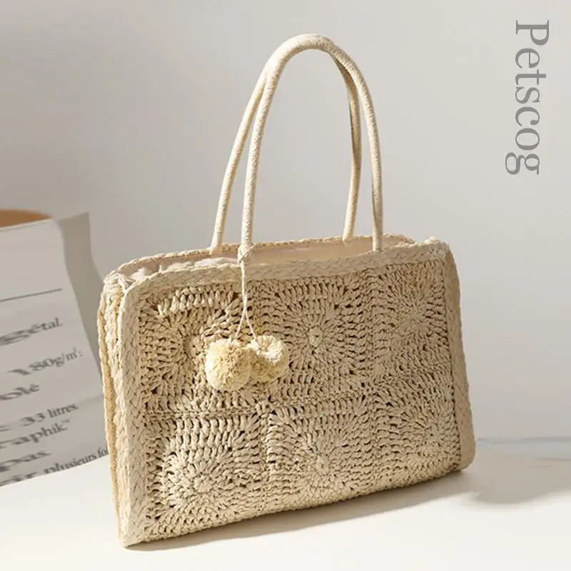 Woven Straw Bag Summer New 2023 Hollow Out Design Large Capacity Travel Handbags Bohemian Casual Beach Tote Bags For Women