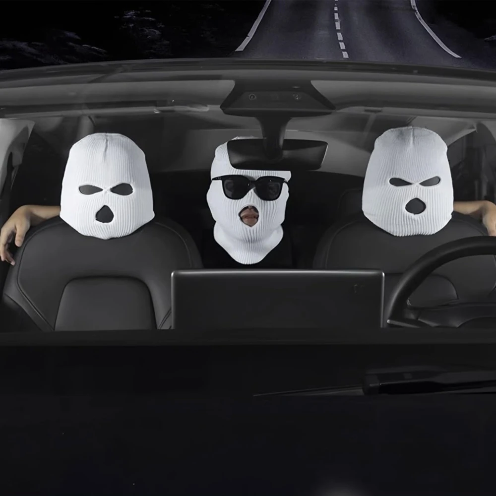 Universal Car Headrest Cover Car Seat Face Mask Ski Mask Halloween Christmas Funny Decoration for Tesla BMW Ford Volkswagen Kia image 6