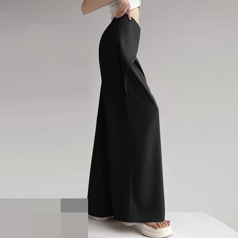 Design sense two-piece suit wide leg pants for women, fashionable high waist slimming  straight leg casual suit floor pants