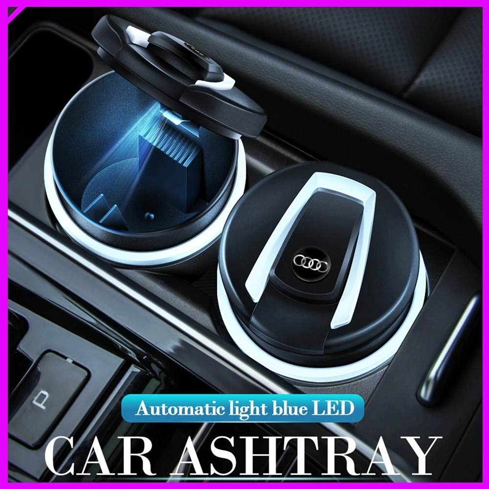 Image of 1 Stück Hochwertiger Auto-Aschenbecher mit LED-Beleuchtung und Audi-Logo, Kreatives Persönliches Ventilkappen-Design für Audi SLine S4 S5 S6 S8 RS3 RS4 RS5