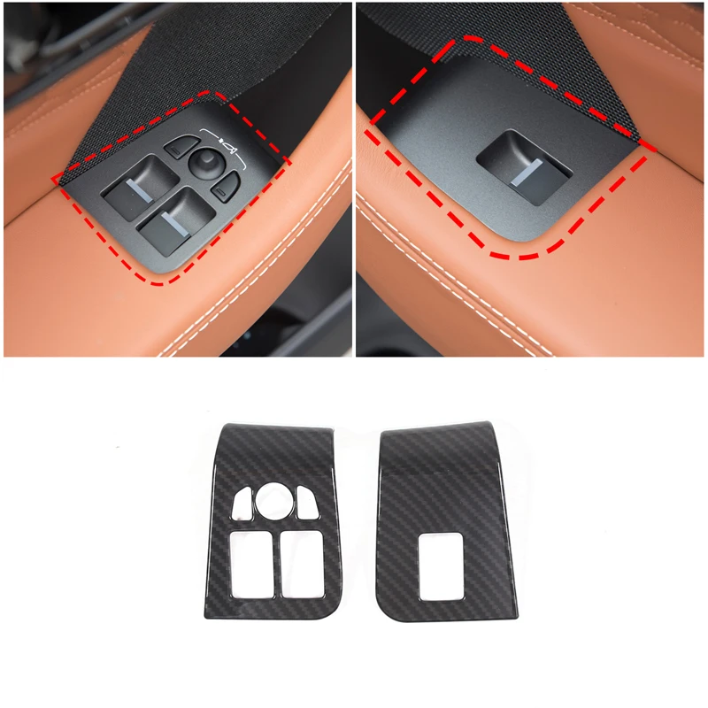 

For Jaguar F-TYPE 2013-2024 ABS Matt Black/carbon Fiber Car Window Glass Lift Button Frame Cover Trim Sticker Car Accessories