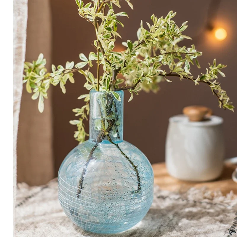 

Luguang Glass Vase Blue Transparent Hydroponic Vases Flower Pot Transparent Hydroponic Vases Living Room Decoration Вазадекор