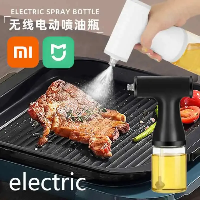 Xiaomi Spruzzatore di olio d'oliva con luci Bottiglia spray per olio Dispenser elettrico regolabile per salsa di olio e aceto Strumento di cottura da cucina