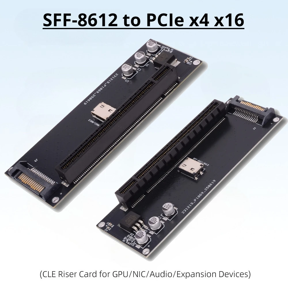 

Материнская плата адаптера SFF-8612 к PCIe X4 X16, плата расширения для PCI-E 4.0/3.0 Riser SSF-8611 4i к кабелю SFF8611, внешняя графика