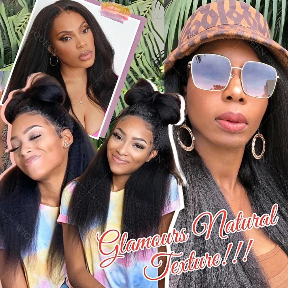 250% طويل ياكي غريب مستقيم نصف الباروكات شعر الإنسان الوجه أكثر من 3 في 1 ترقية قابل للتعديل 3/4 نصف شعر مستعار الرباط ودية للمبتدئين