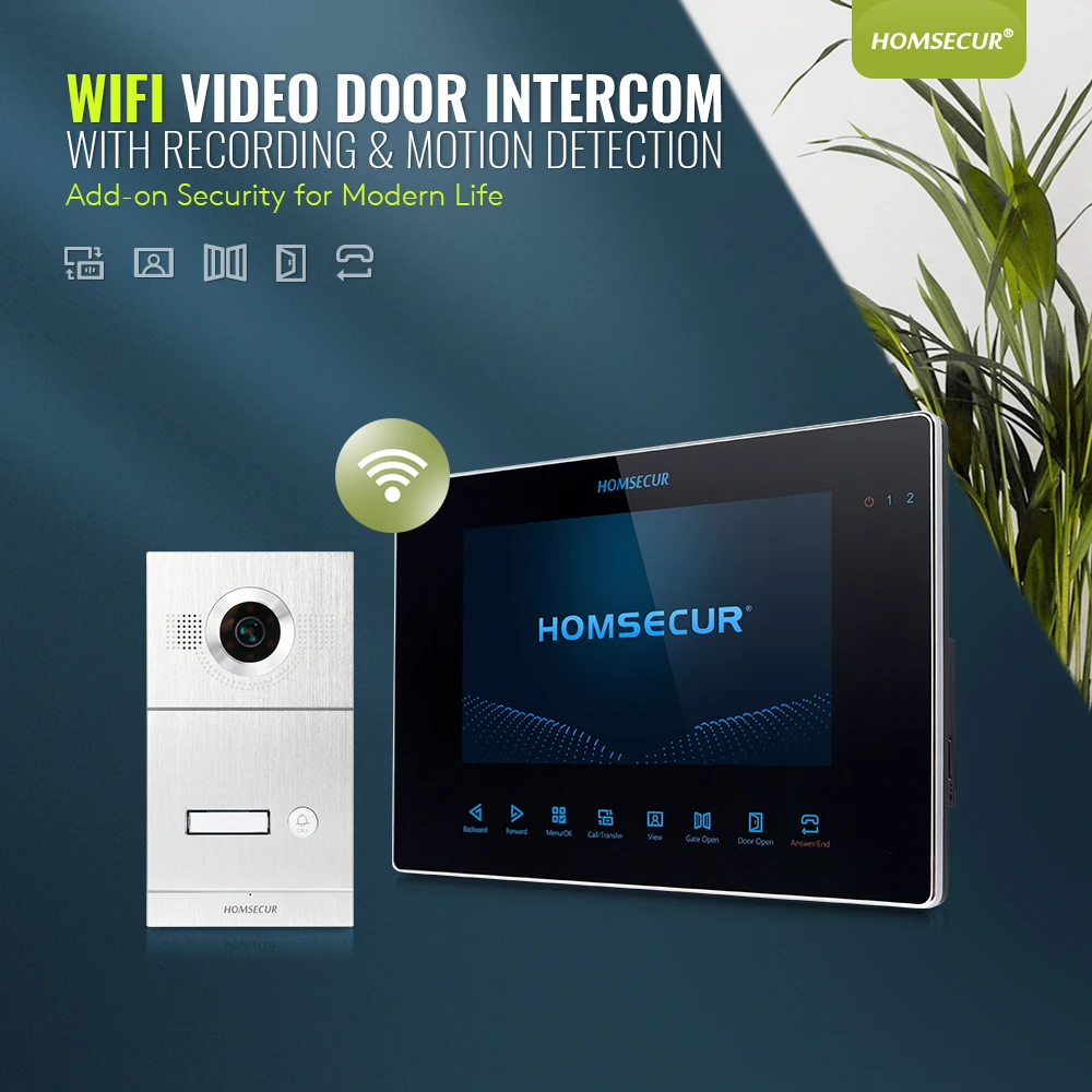 HOMSECUR Tuya 7" Wired WIFI Video Door Phone Intercom System with Motion Detection Recording Waterproof Camera Wide View Angle