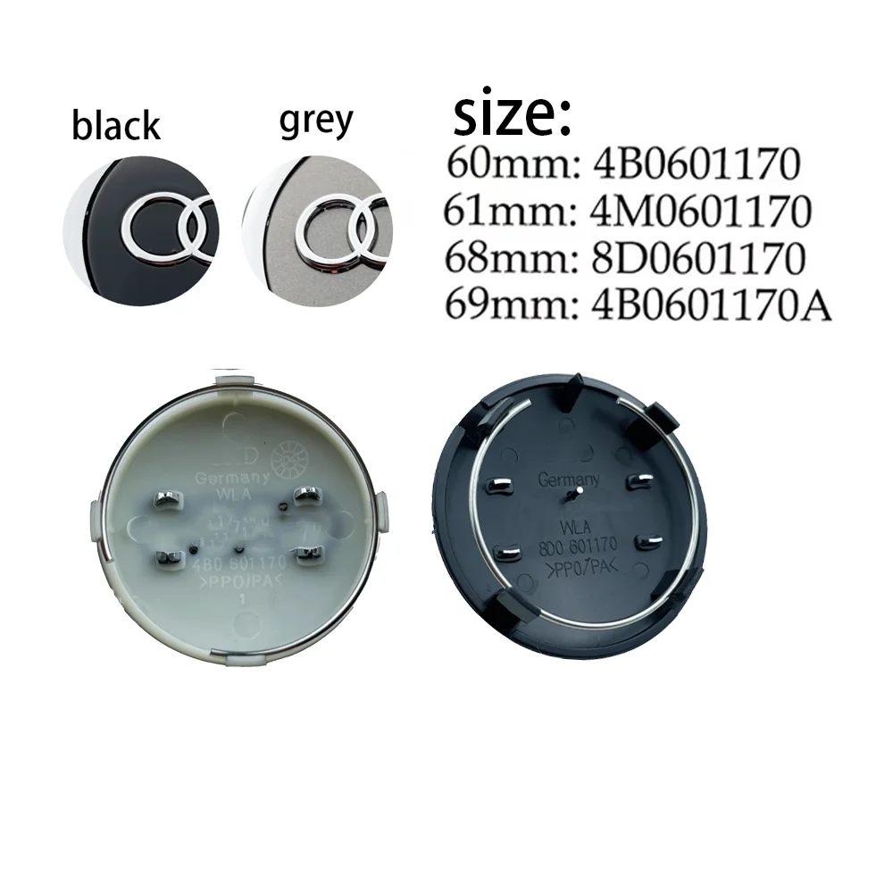 20pcs 60mm 61mm 68mm 69mm Car Styling Wheel Center Cap Hub Covers Badge 4B0601170 for Audi A3 A4 A5 A6 A7 A8 S4 S6 Accessories