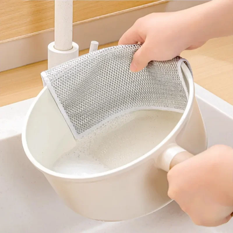 20CM Magic Cleaning Cloth Thickened Double -sided Metal Steel Wire Rags Kitchen Pot Dish Pan Washdishing Cloths Towel Clean Tool