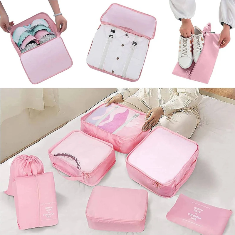 9 Pieces Travel Bag Organizer Clothes Shoe Bags Travel Organizer Traveling Compression Packing Cubes Suitcase Luggage Organizers