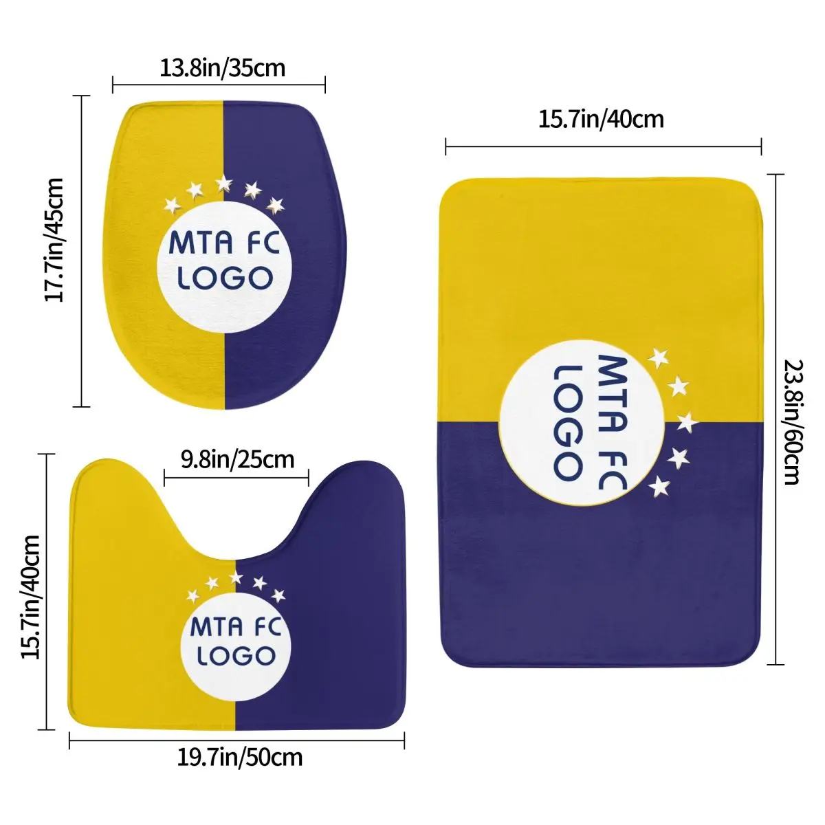 Maccine-Tel Aviv HOlea-Ensemble de tapis, coussinets coordonnants, polymères de bain, contour en U, couvercle de couvercle de toilette, 3 pièces