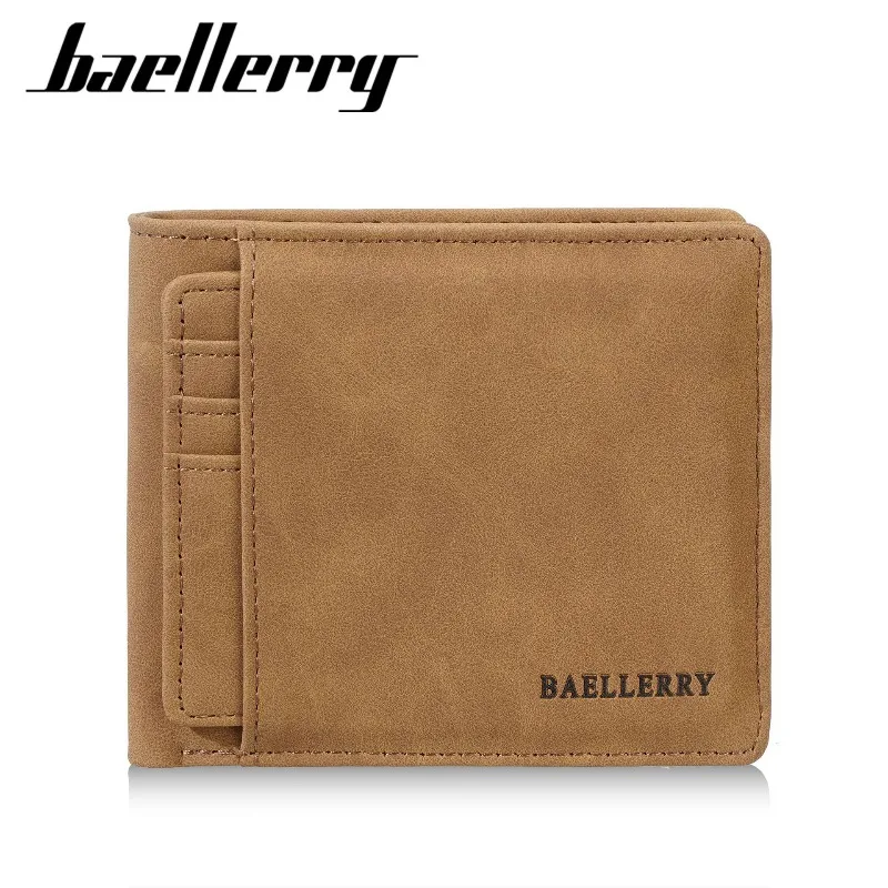 Baellerry Vintage Matte Leather Wallet for Men Short Multi-Function Card Holder Driver License Holder Business Mini Coin Purse