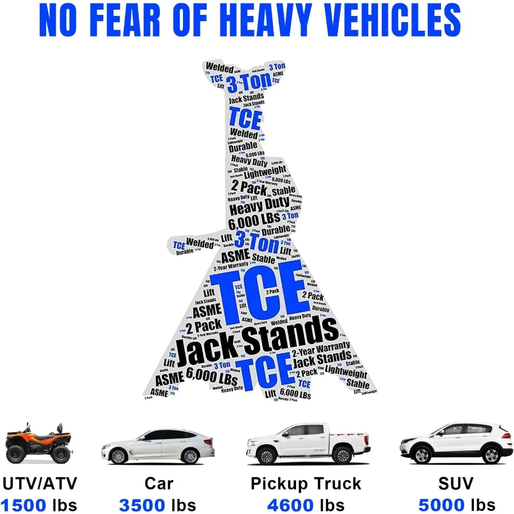 حامل جاك فولاذي بقفل مزدوج بسعة 6000 رطل، طقم مكون من قطعتين، أزرق