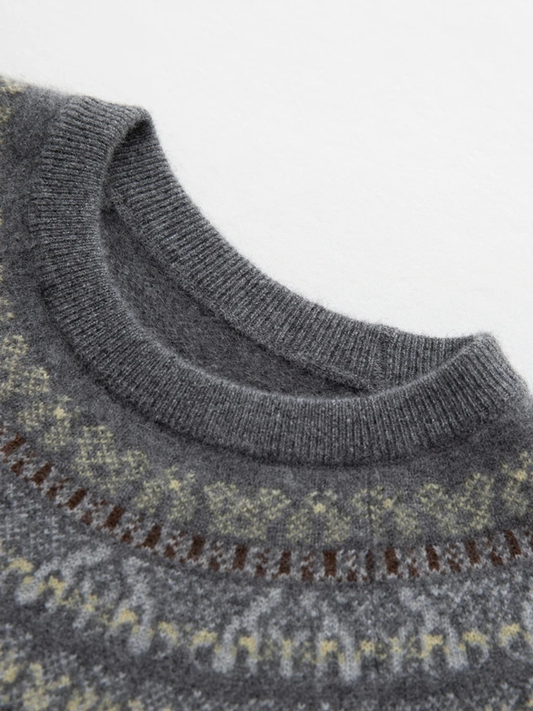 TLOML المرأة س الرقبة خمر نمط البلوز سترة 100% الكشمير تريكو الخريف الشتاء سميكة الدافئة الجاكار الحياكة سترة القمم