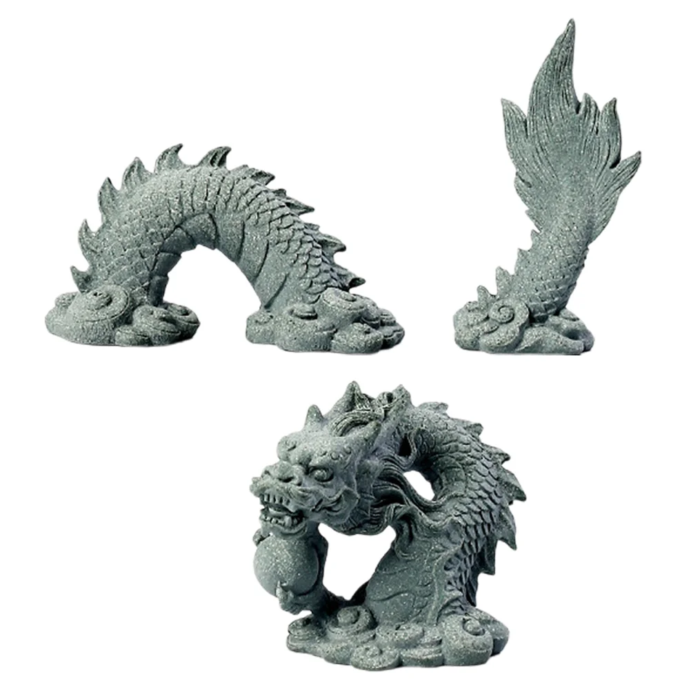 Dragon Statue For Garden Tea Table Decor Desk Ornament Bonsai Mini Simulation Synthetic Resin Micro Landscape Decorations