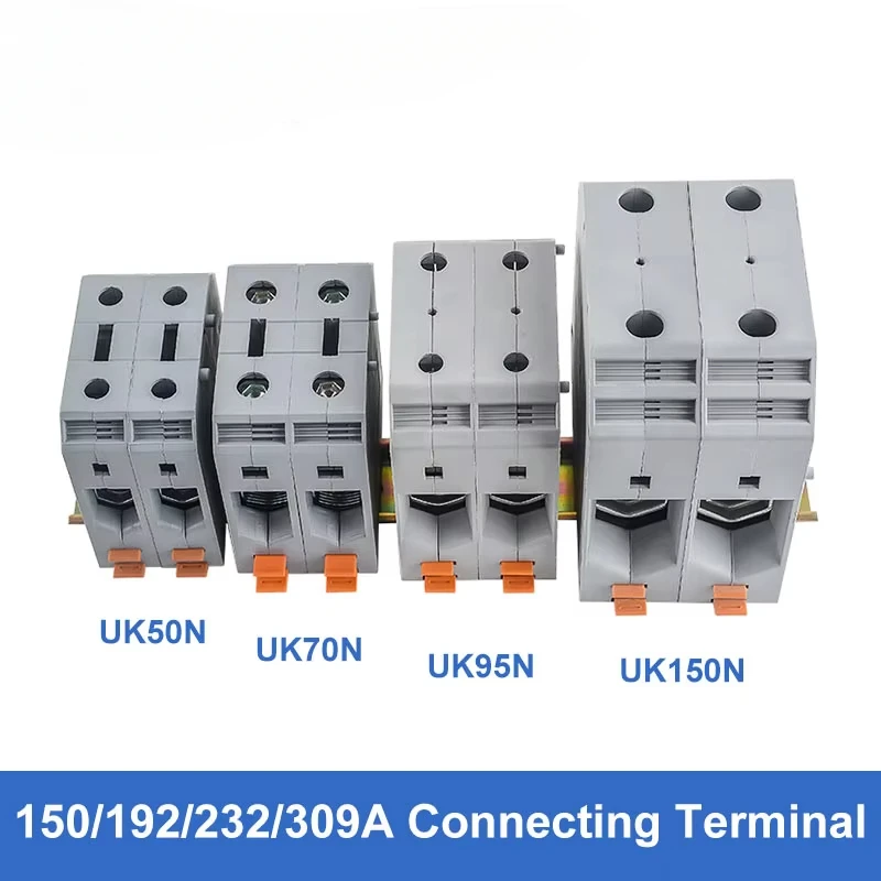 UK50N UK70N Rail Type Aansluitkabel Terminal Connector 1000V 150A 192A 232A 309A UK95N 150N Messing Draad Klemmenblok